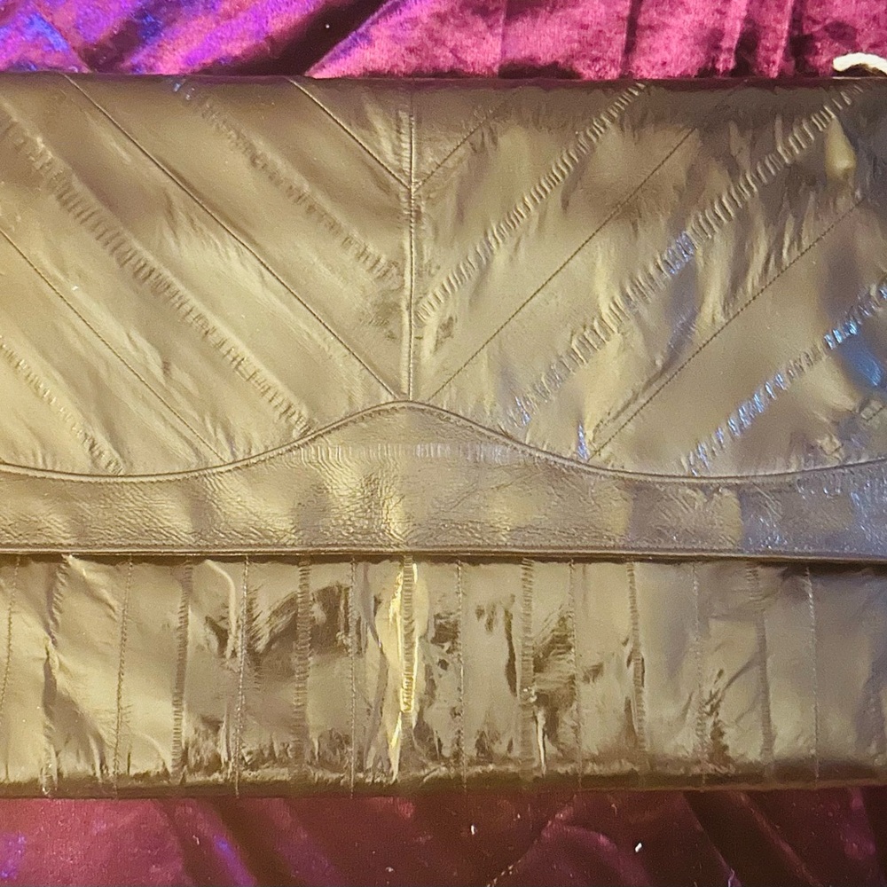 Elegant Black Genuine Eel skin Clutch Bag